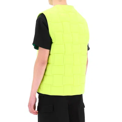 Bottega Veneta Lemon Technical Nylon Intreccio Vest In Green