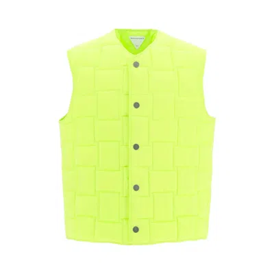 Bottega Veneta Lemon Technical Nylon Intreccio Vest In Green