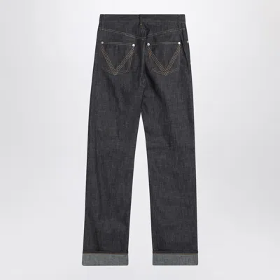 Bottega Veneta Women Jeans With Indigo Blue Turn-up In Gray