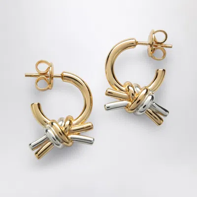 Bottega Veneta Two-tone Knot Hoop Earrings In Gold