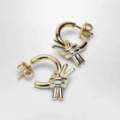 Bottega Veneta Two-tone Knot Hoop Earrings In Gold