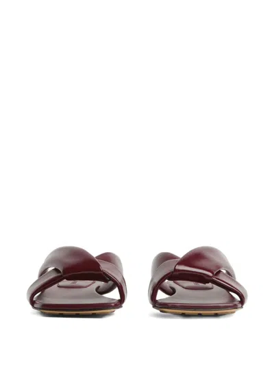 Bottega Veneta Burgundy Shiny Calf Leather Riva Flat Mules