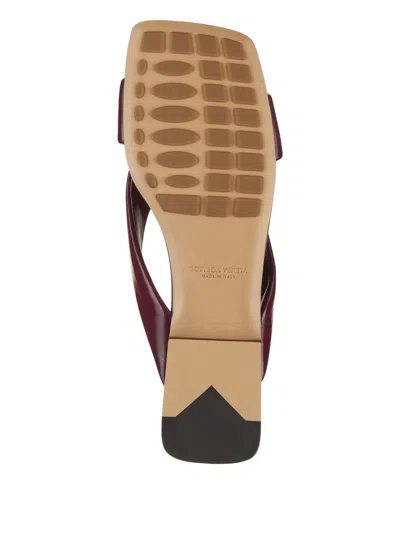 Bottega Veneta Burgundy Shiny Calf Leather Riva Flat Mules