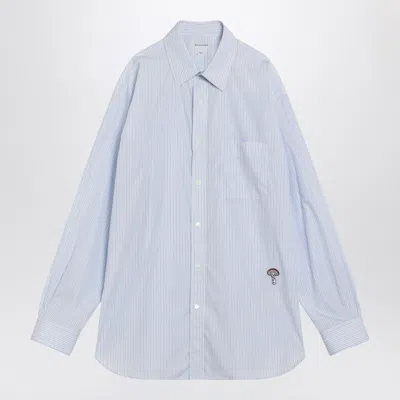 Bottega Veneta Women Striped Cotton Poplin Shirt In Blue