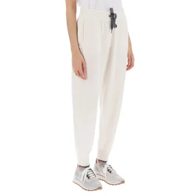 Brunello Cucinelli Tapered-leg Cashmere Track Pants In White