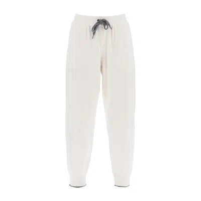 Brunello Cucinelli Tapered-leg Cashmere Track Pants In White