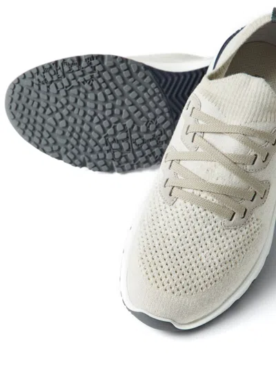 Brunello Cucinelli Mens Brand-embossed Knitted Low-top Trainers Beige