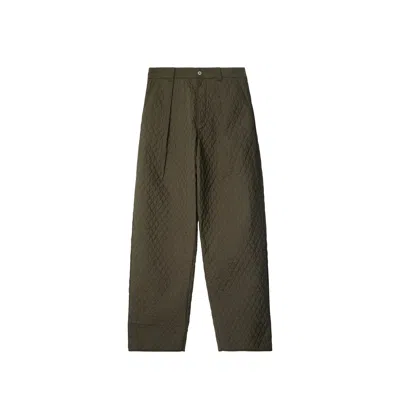 Burberry Diamond-quilted Pleat-detailing Trousers In Green