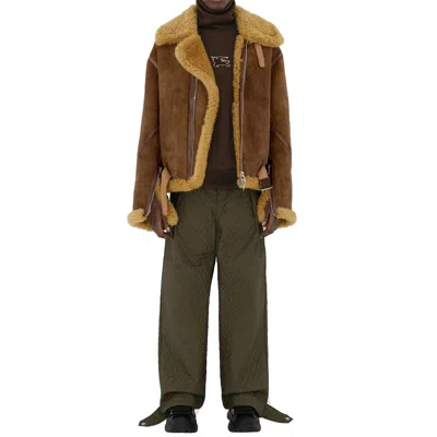 Burberry Diamond-quilted Pleat-detailing Trousers In Green