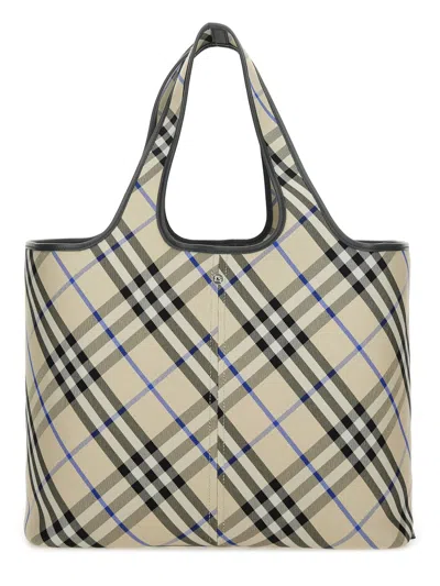 Burberry Check Pattern Tote Bag With Dual Handles
