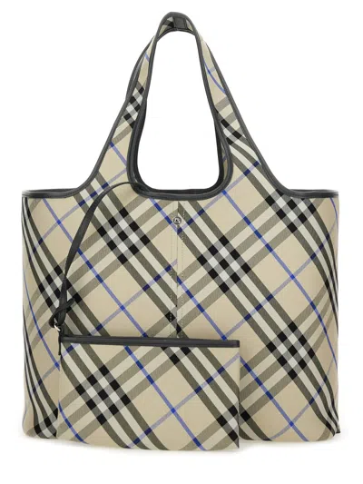 Burberry Check Pattern Tote Bag With Dual Handles