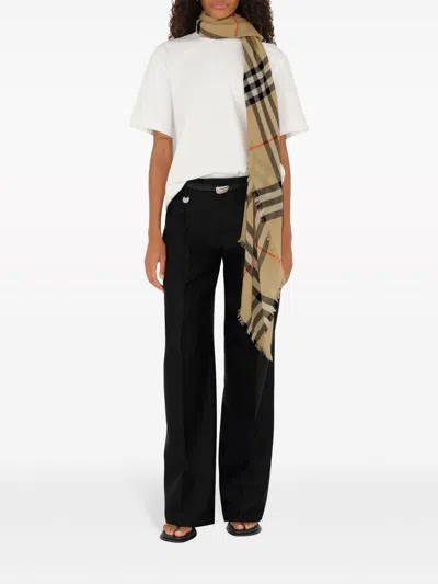 Burberry Giant Check Wool Scarf In Brown