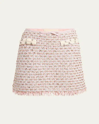 Valentino Tweed Skirt With Embellished Fringe Hem