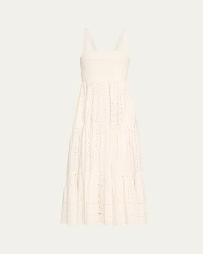 Cara Cara Taormina Cotton Eyelet Square-neck Midi Dress