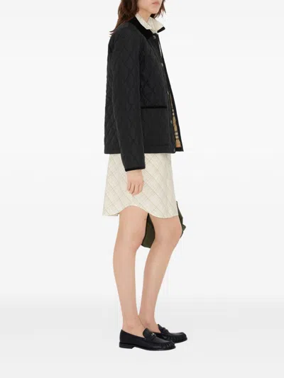 Burberry Check Lining Quilted Nylon Dorset Jacket In Black