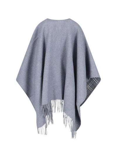 Burberry Reversible Merino Wool Cape In Gray