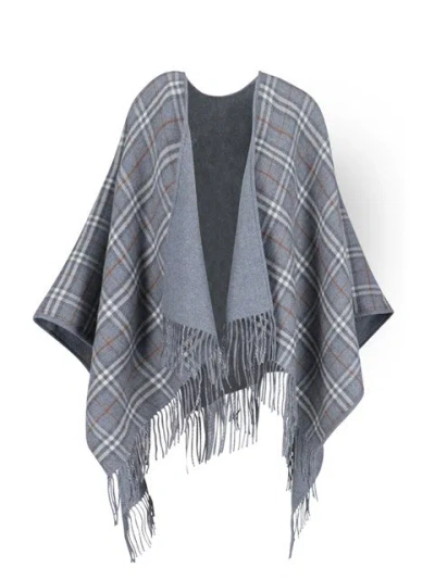 Burberry Reversible Merino Wool Cape In Gray