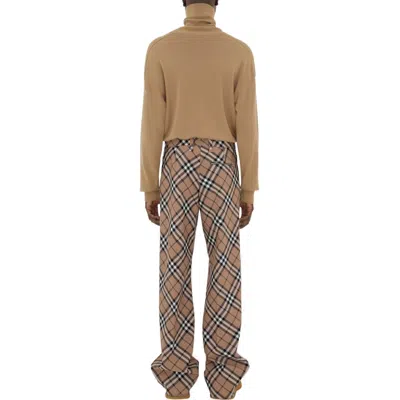Burberry Wool Blend Trouser With Iconic Check Print In Multi
