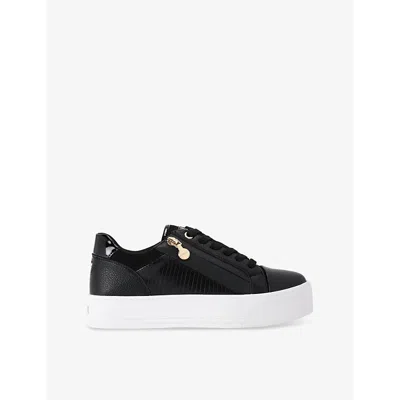 Carvela Womens  Statement Zip Faux-leather Low-top Trainers In Black