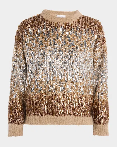 Brunello Cucinelli Degrade Pailette Mohair Crewneck Sweater