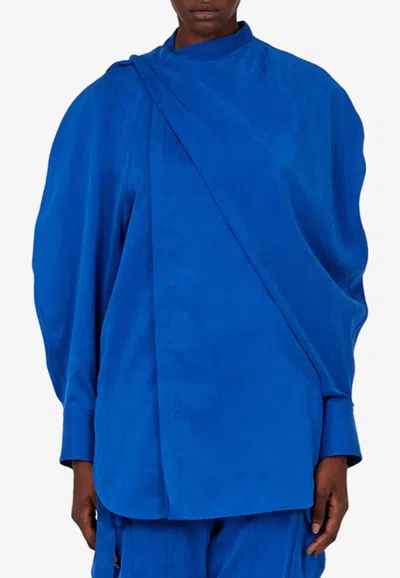 Ferragamo Draped Asymmetric Shirt With Korean Collar