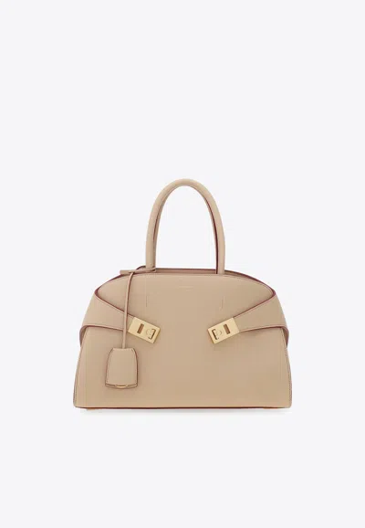 Ferragamo Medium Hug Leather Top Handle Bag