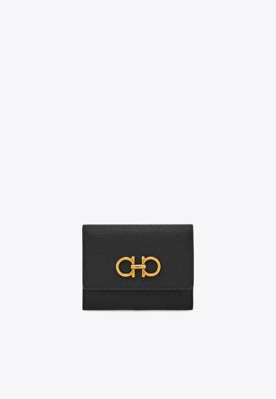 Ferragamo Gancini Tri-fold Leather Wallet