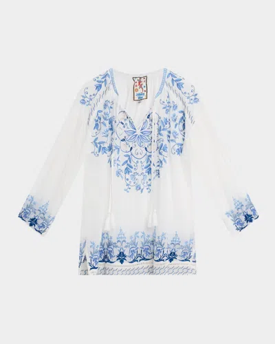 Johnny Was Margot Floral-embroidered Georgette Blouse