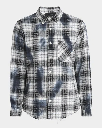 Amiri Ma Quad Bleach Splatter Flannel Button-up Shirt In Black