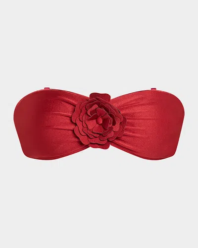 Zimmermann Cascadian Flower Bandeau Bikini Top In Red