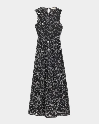 Ulla Johnson Kiana Cutout Embroidered Cotton-organdy Midi Dress In Black