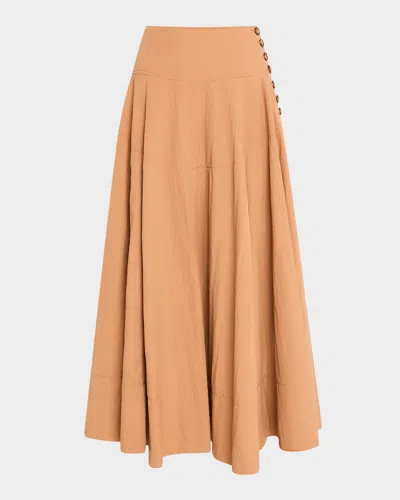 Ulla Johnson Cedar Button-detailed Crinkled-shell Midi Skirt