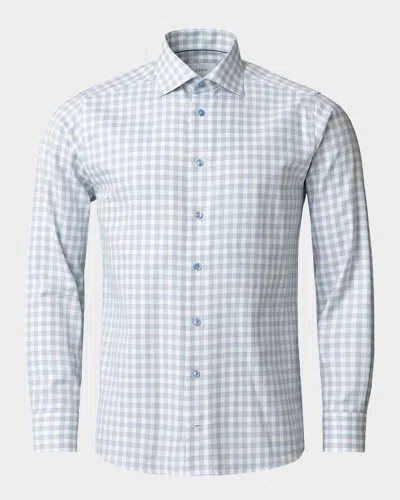 Eton Printed Long Sleeve Button Front Shirt In Blue