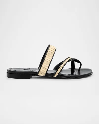 Manolo Blahnik Susara Woven Flat Slide Sandals