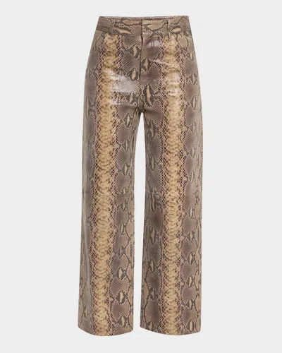 By Malene Birger Cailys Cropped Snake-embossed Leather Trousers