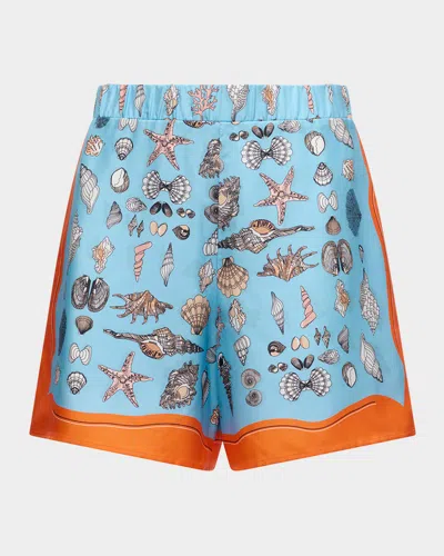 Callas Milano Juvia Seashell-print Silk Shorts
