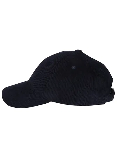 Apc Charlie Rue Madame Logo-print Cotton-corduroy Baseball Cap In Blue