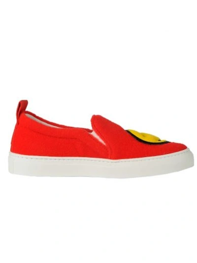 Shop Joshua Sanders Smiley Slip-on Sneakers In Red