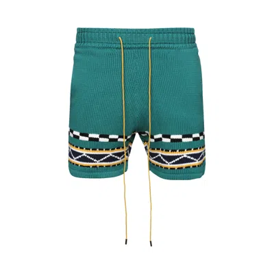 Pre-owned Rhude Bateau Knit Short 'emerald/creme/navy'