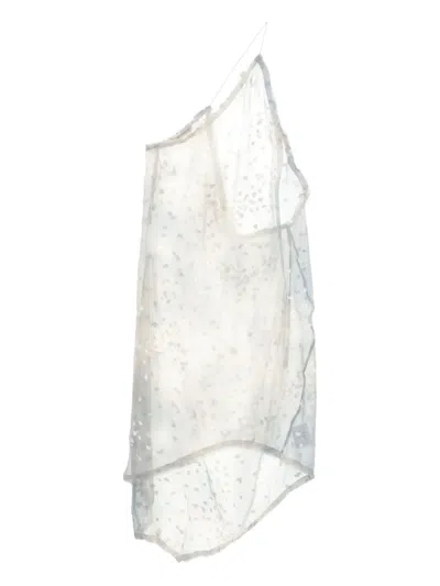 Paloma Wool Asymmetric Tie-dye Print Midi Dress In White