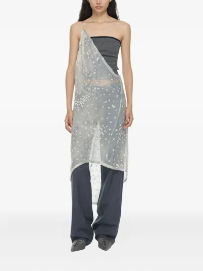 Paloma Wool Asymmetric Tie-dye Print Midi Dress In White