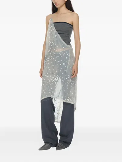 Paloma Wool Asymmetric Tie-dye Print Midi Dress In White