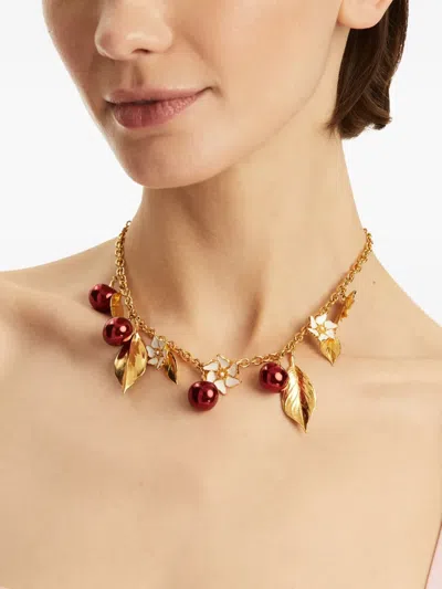 Oscar De La Renta Cherry Necklace In Gold