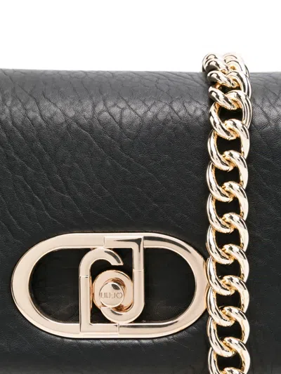 Liu •jo Liu Jo Textured Black Handbag With Gold-tone Hardware