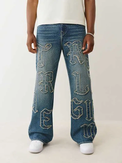 True Religion Vinny True Applique Baggy Jean In Blue