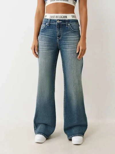 True Religion Women's Jessie Boxer Big T Baggy Jean In Blue