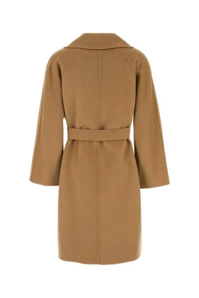Weekend Max Mara Camel Wool Blend Civada Coat In Brown