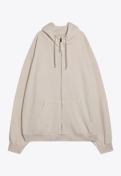 Maison Margiela Oversized Écru Hoodie With Numeric Logo In Neutral
