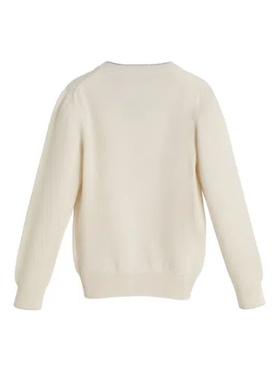 Brunello Cucinelli V-neck Cashmere Sweater In Neutral