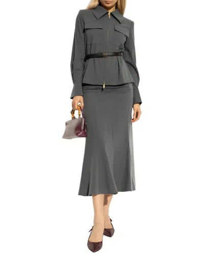 Self-portrait Long Sleeve Dress In Gray